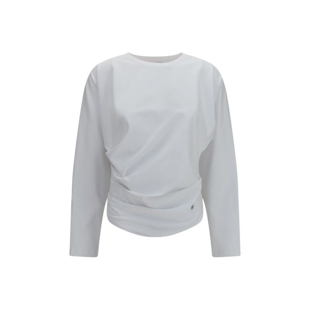 Ganni Women Ganni Women Asymmetric Draped Stretch Cotton Top